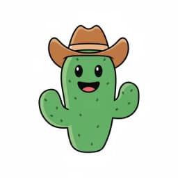 AI-generated sticker of a smiling cactus wearing a cowboy hat