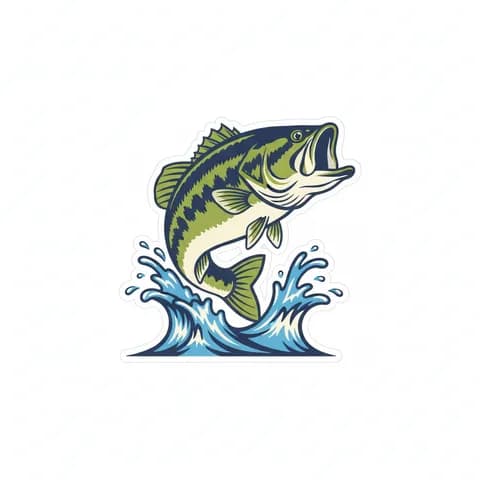 AI-generated artwork of a largemouth bass jumping out of the water