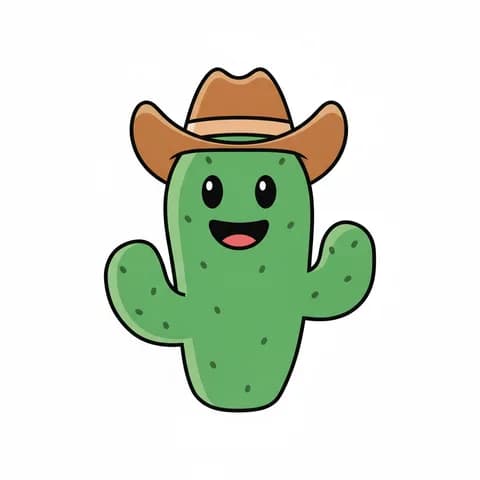 AI-generated artwork of a smiling cactus in a cowboy hat